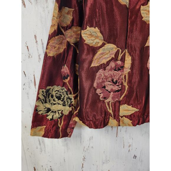 Vtg Coldwater Creek Floral Jacket Womens Small Brocade Tapestry Blazer Roses - Picture 7 of 16
